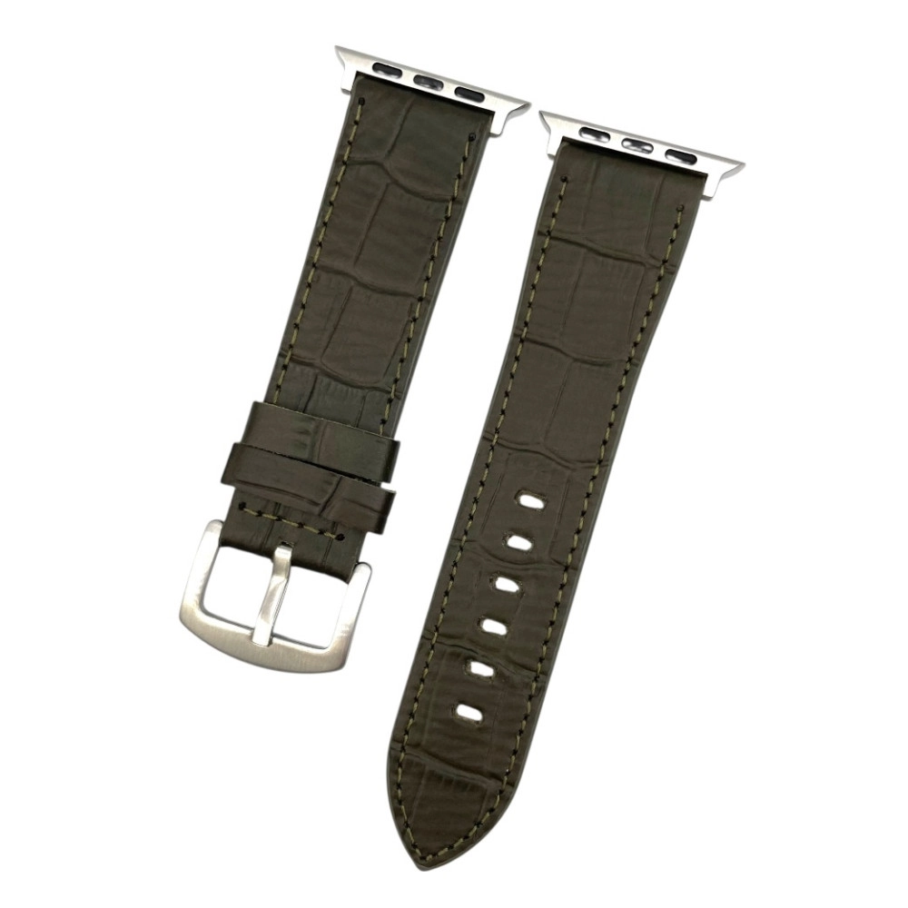 24 mm Spor S Kroko Yeşil Deri Apple Saat Kordonu